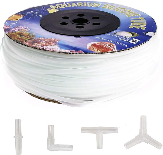 ALEGI 320 Feet Standard 3/16" Flexible Airline Tubing with Connectors for Aquariums, Terrariums and Hydroponics