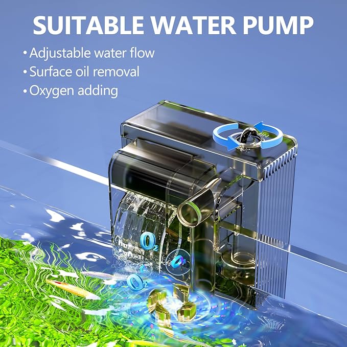 3 Gallon Fish Tank Aquarium Kit with Heater, HOB Filter, LED Light with Timer, Lid, Siphon Vacuum Cleaner, Self Cleaning Glass Rimless Betta Tank