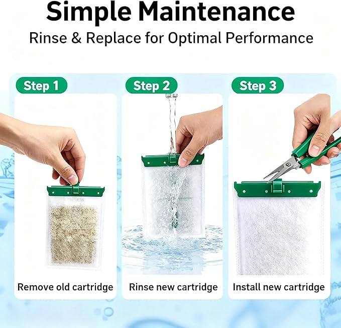 Medium Replacement Aquarium Filter Cartridges, 8-Pack, Compatible with Select Power Filters, Fits Models 10i, IQ10, PF10, Ready-to-Use Bio-Filtration Media for Clear & Healthy Aquarium Water Supplies