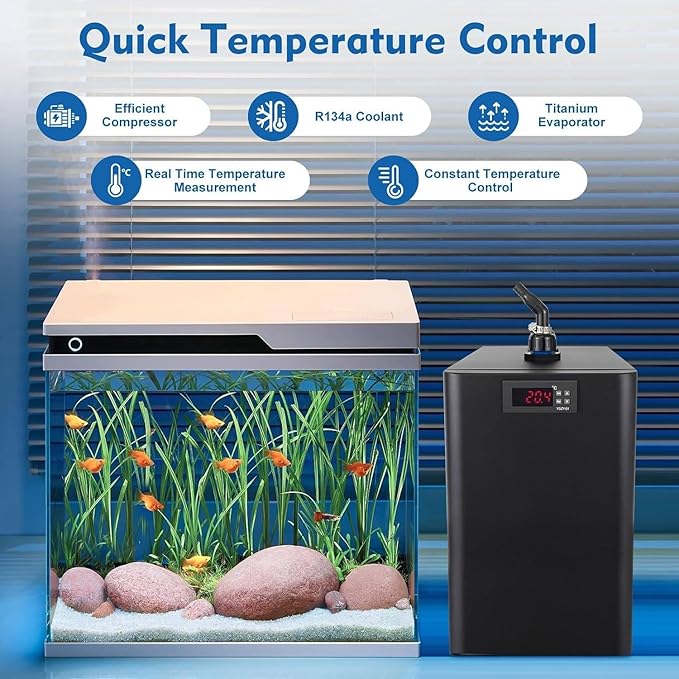160L/300L/500L/1000L Aquarium Chiller, 1/10HP 1/3HP 1/2HP 1HP Active Aqua Water Chiller, Fish Tank Chiller for Hydroponics Systems, for Fresh and Saltwater Fish Tank,ForFishTankOnly-500L/132Gal