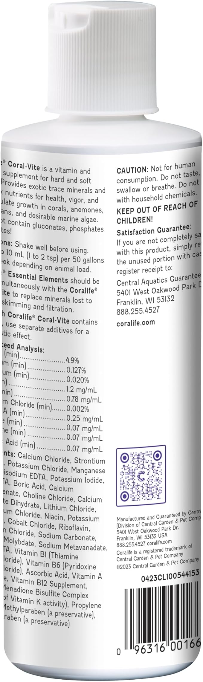 Coralife Saltwater Fish Tank Aquarium Coral-Vite Liquid Essential Vitamin and Trace Mineral Supplement for Reef Aquariums, 8 oz (Pack of 2)