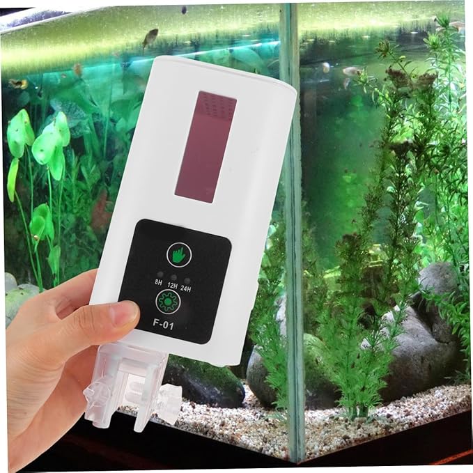 HOMSFOU Automatic Fish Tank Feeder with Intelligent Timer Aquarium Feeding Tool for Turtles and Fish for Vacation and Daily Use