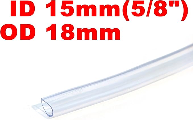 5/8" ID 25Ft 7.5 Meter PVC Clear Vinyl Tubing Flexible Air Vacuum Aquarium Hose