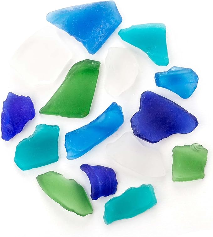 Galápagos (05138) Aquarium Sea Glass – Tumbled Decorative Glass for Aquariums, Terrariums, Crafts, Vases, and Home Decor, 4 lb Bag, Atlantic Mix