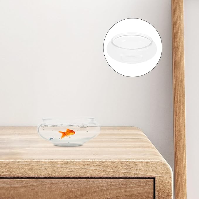DOITOOL Clear Fish Bowl Vase Glass Bubble Bowl Round Shallow Planter Terrarium Fish Bowl Water Lily Bowl Wide Mouth Flower Vase Aquatic Plant Pot Hydroponic Planter Glass Fish Tank Bowl, S