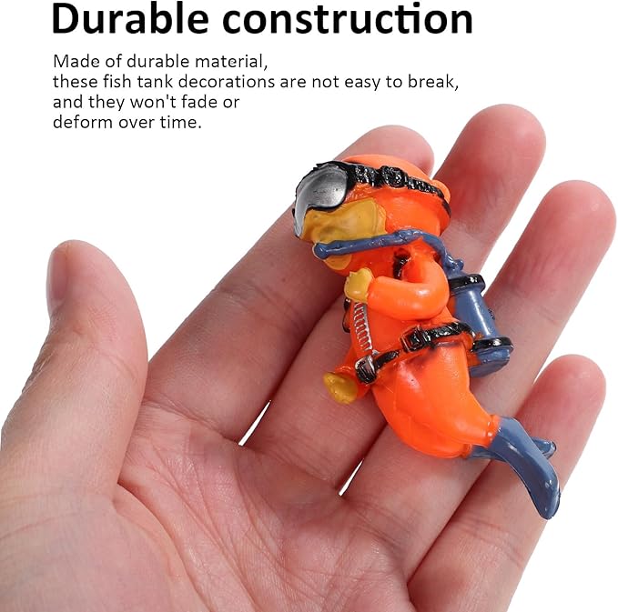 BESPORTBLE Floating Fish Tank Decorations: 4pcs Cute Diver Aquarium Ornaments with Floating Balls and Lines, Resin Small Fish Tank Decor for Underwater Landscape and Water Flow Monitoring