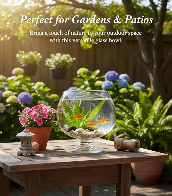 SUPVOX Glass Fish Bowl 6.7 Inch Round Goldfish Tank - Clear Glass Aquarium for Desktop Hydroponic Plants and Home Office Decor
