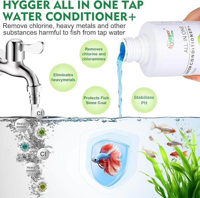 hygger Aquarium Water Conditioner for Freshwater, Neutralizes Chlorine, Chloramines, Heavy Metals, Safe for Fish and Plants, 1000 ML