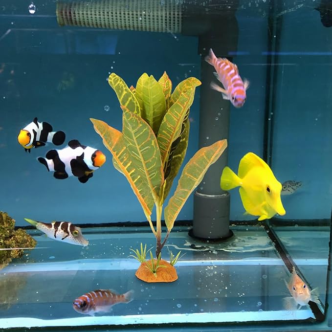 POPETPOP Reptile Plants Terrarium Plants: Fake Plant for Reptiles Aquarium Plants Terrarium Decor Reptile Tank Accessories Artificial Plant for Gecko Leopard Lizard Tortoise, 28.00X7.00X5.50CM