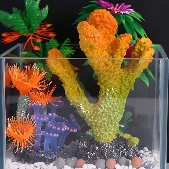 Artificial Reef Rock, Colorful Reef Rock, Simulation Coral Plant Decor for Aquarium Fish Tank Decor