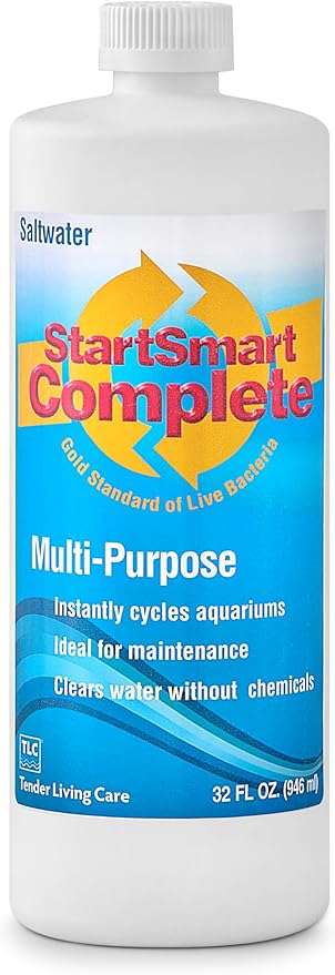 TLC Products StartSmart Complete Saltwater Aquarium Cycle Starter & Beneficial Nitrifiers, Supports Clear Water & Biofiltration, Reduces Excess Sludge, 32 oz. (946 ml)