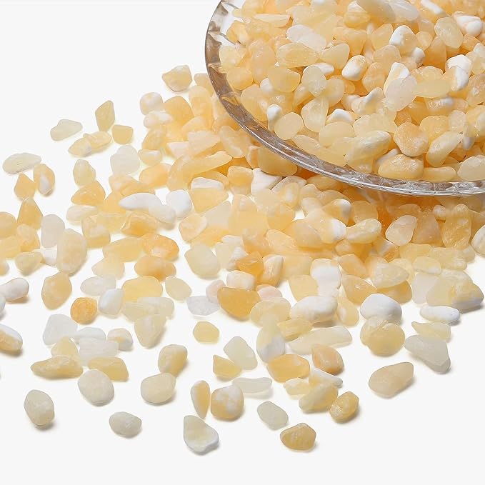 LAIDANLA Yellow Jade Crushed Stone Crystal Chips Bulk Natural Gemstones Healing Reiki Crystals Mini Quartz Vase Filler Aquarium Gravel 100g