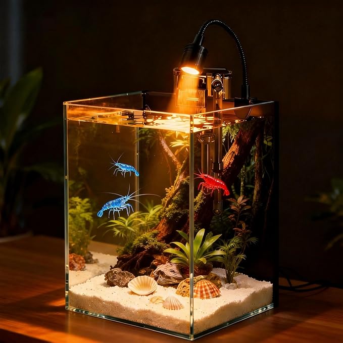 Betta Fish Tank kit,Small Nano Glass Fish Tank Start Kit with Filter,LED Light for Shrimp,Small Fish,Betta (1.5 Gallon)