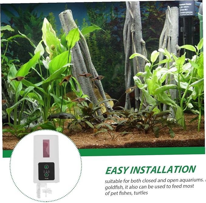 LALAFINA Automatic Fish Feeder and Turtle Feeder with Timer for Small Aquariums, Portable Aquarium Food Dispenser for Home Fish Tanks, Convenient Automatic Feeding Machine for Vacation Use
