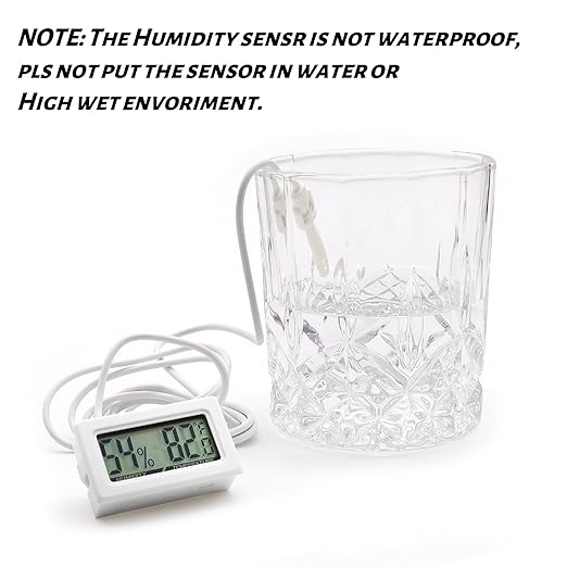 Digital Probe Thermometer Hygrometer for Reptiles - 2-in-1 Terrarium Monitor with Instant Reading, Mini Design for Turtle Tank/Lizard Cage/Aquarium Habitat (White)