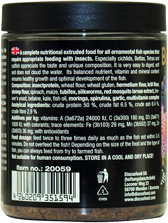Discusfood Fish Food - Insect Mix Buffet di Insect - Premium Fish Food for All Ornamental Fish - 65g