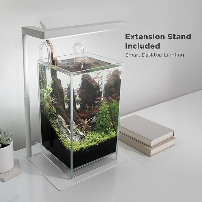 ONF Flat Nano+ 15W Full Spectrum Aquarium Light with Metal Board Base, APP Controlled, 20-Level Dimmable, IP54 Waterproof LED for 3.5-6 Gallon Rimless Fish Tanks, Terrariums & Potted Plants, White