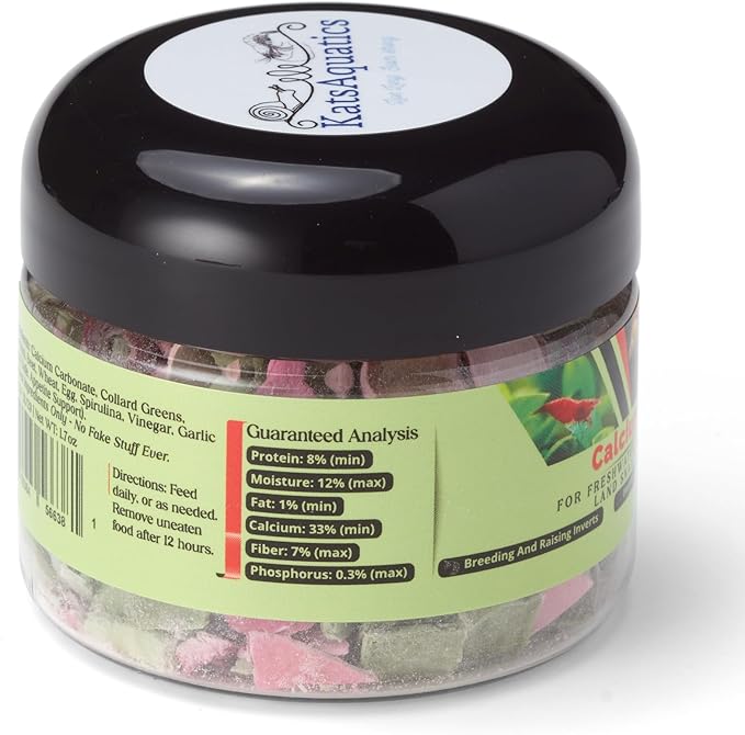 Calcium + Nutrition - For Breeding, Strong Shells, Healthy Molts, 100% Natural, Does Not Dissolve in Water, Fast Sinking For Aquatic Shrimp, Snails, Plecos and more! Biologist Made in USA