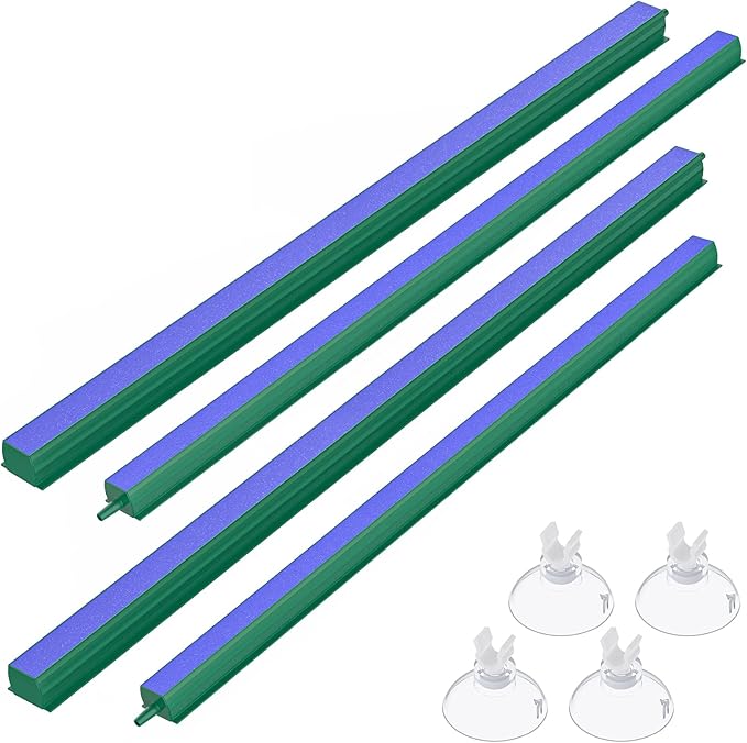 Pawfly Aquarium Air Stone Bar Bubbler 16 Inch, Fish Tank Bubbler Stone with 4 Suction Cups Square Oxygen Diffuser for Air Pump Fish Tank Pond and DWC Reservoir, 4 Pack