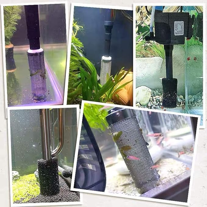 16mm Stainless Steel Aquarium Mesh Net Filter Guard Fish Shrimp Inflow Inlet Basket for Aquarium Percolator with Fish Prefilter Intake Sponge Cover