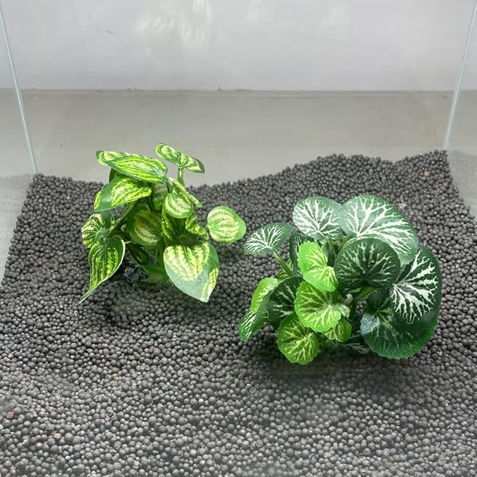 Aquarium Plants Betta Fish Tank Decorations 4inch/2pcs Soft Silk Artificial Plant Goldfish Waterscape Fish Hides Snake Tank/Reptiles Plants(A-2pcs Set/Green)