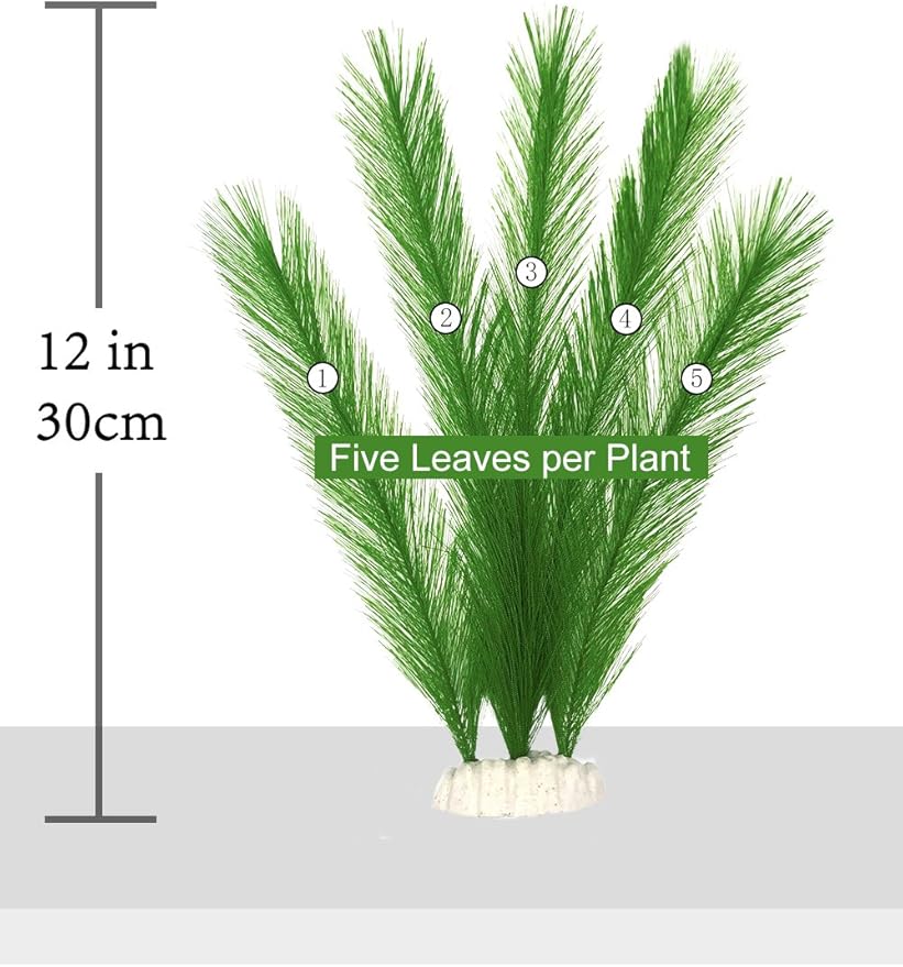 Aquarium Decorations 3Pcs Fish Tank Artificial Green Water Plants Made of Silk Fabrics Plastic