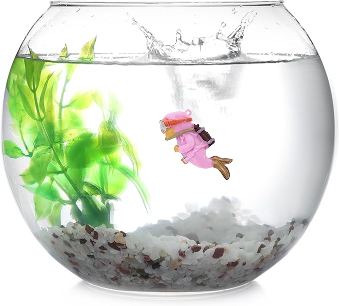 Diver Aquarium Decorations, Floating Diver Fish Tank Decorations, Floating Cartoon Diver Decor, Fun Floating Fish Decoration, PVC Diver Decoration, Purple, 1 Set