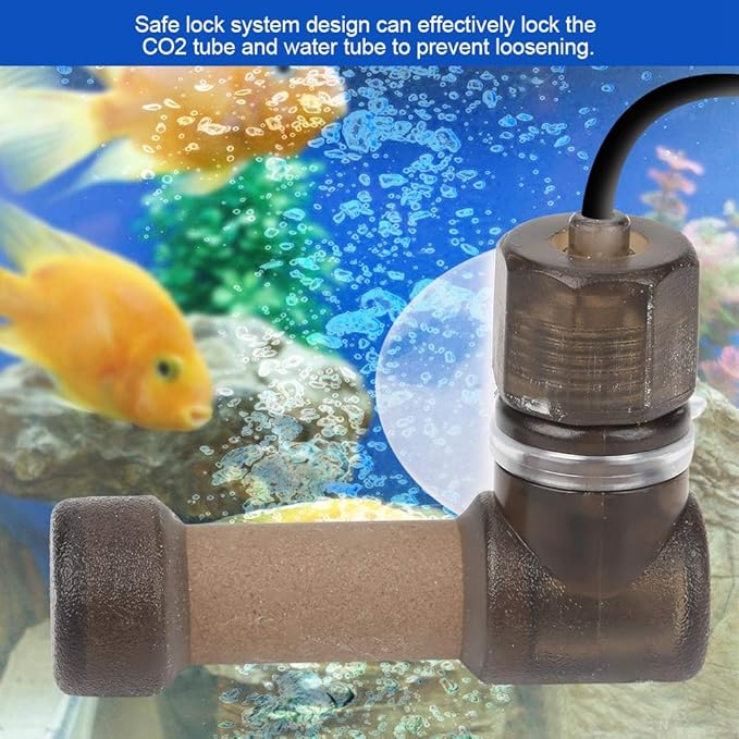 CO2 Diffuser for Aquarium, ABS Carbon Dioxide Reactor with Secure Lock System, Reverse Osmosis Diffusion for Planted Tank and Aquatic Environments (S-Brown)