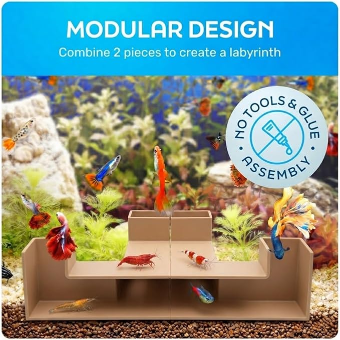 Aquarium Underground Tunnel 5", Clear Viewing Fish Tank Cave, Dual-Entrance Shrimp Hideout, Substrate Buried Decor for Betta, Loaches, Corydoras, Smooth ABS, Sand