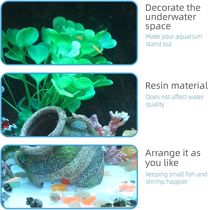 relaqcc Aquarium Decor Ruins Leaning Vase Hideaway Cave, Betta Fish Tank Accessories for Goldfish, Shrimp, Conch, Cichlid