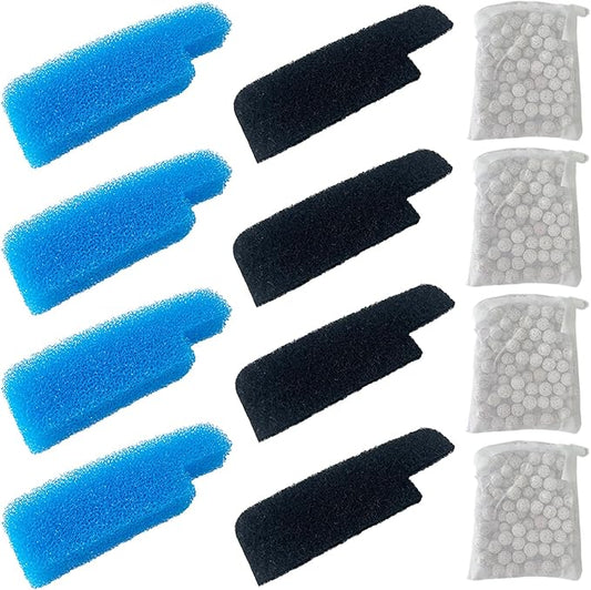 SHIGATSU 4 Set Three-Stage Filters Replacement Media Kit for Seachem Tidal 55 Filter, Replacement Aquarium Filter Sponge and Activated Carbon Pad for Fish Tank Filter