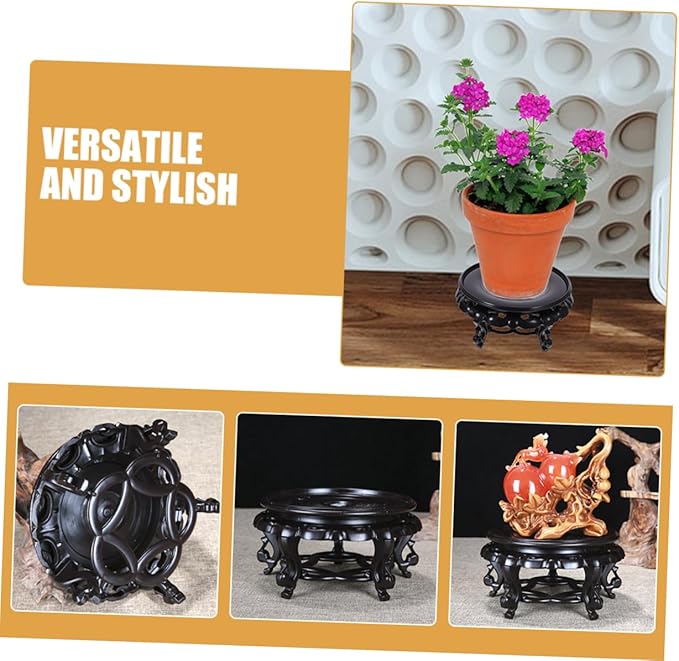 Chinese Style Resin Wooden Base Tray Fishbowl Stand Vase Base Tall Stand for Large