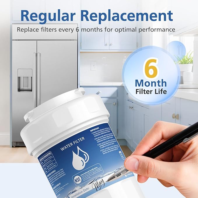 MWF Water Filter Compatible with GE® MWF®, SmartWater MWFP, MWFA, MWFINT, GWF, GWFA, HDX FMG-1, Kenmore® 9991, High Efficiency Filtration and Every 6 Months Value, NSF Certified, 4 Pack