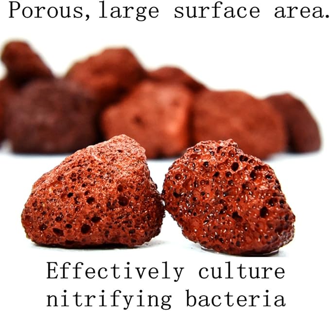 About 30 PackAquarium Red Lava Rock Fish Tank Volcanic Pumice Stones for Shrimp Betta(1''-1.2'')