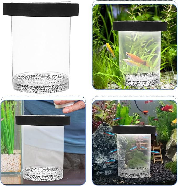 Ipetboom Floating Fish Breeding Box for Aquarium Tank - Plastic Hatching Box with Mesh Net for Baby, 5.9 X 3.9 X 3.9 in