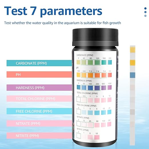 100 Pcs Aquarium Test Strips Fish Tank Test Kit Fast Accurate Aquarium Water Testing Strips with Test Tube Water Test Kits Fish Tank Testing Strip for Carbonate Root pH Hardness