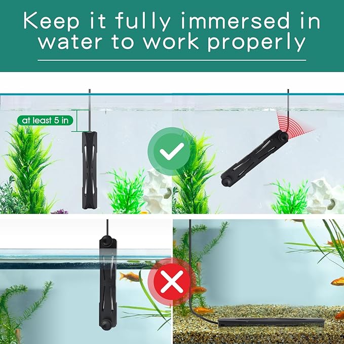 hygger 10-25 Gallon Aquarium Heater with LED Display Controller, Quartz Submersible Fish Tank Heater 100W for Saltwater Freshwater
