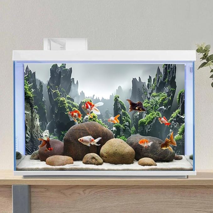 AWERT 48x20 inches Stone Aquarium Background Rock Fish Tank Background Rocky Terrarium Background Polyester Background