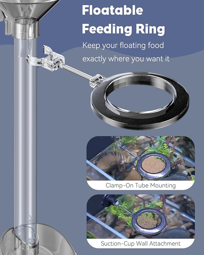 Pawfly Clear Acrylic Shrimp Feeding Tube and Dish Set, Aquarium Fish Feeder Tube with Floating Feed Ring & Cleaning Brush, Adjustable Feeder Tube Fish Feed Tube, Shrimp Tank Accessories