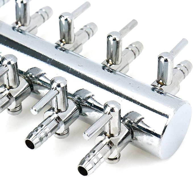 Aquarium 10 Way Inline Manifold Air Flow Pump Tubing Splitter Lever Control Valve
