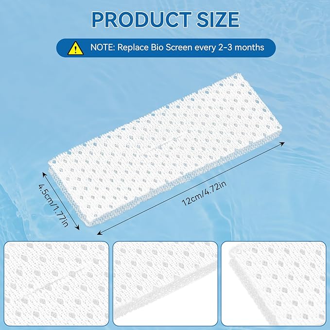 Magluv Aquarium Screen Replacement for Fluval C4 Bio-Screen Fit for Fluval C4 Power Filter Media Replacement Parts, 6-Pack (C4)