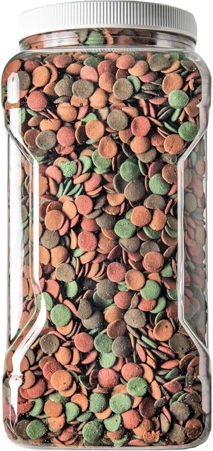 4-Type 12mm - 1/2" Sinking Wafer Mix of Spirulina-Algae, Ultra-Worm, Ultra-Shrimp, Color Enhancing Wafers for Shrimp, Snails, Crabs, Crayfish, All Tropical Fish...2-lb Med Jar