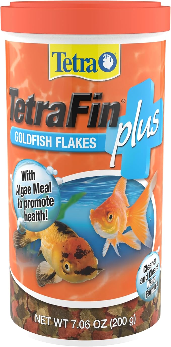TetraFin Plus Goldfish Flakes Balanced Diet With Algae To Promote Health, 7.06 oz