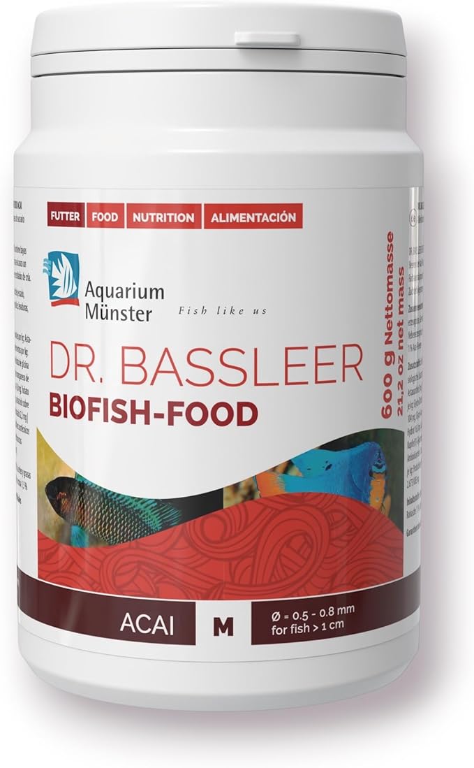 Bassleer Biofish Food ACAI – Medium Granules (600 g) | Premium Aquarium Fish Food with Acai Superfruit, Omega-3 & Antioxidants | Scientifically Balanced Nutrition for Color, Vitality & Health