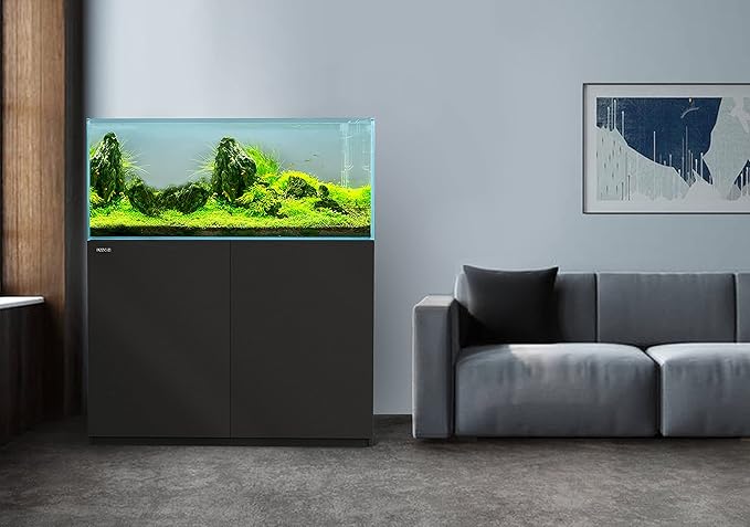 LANDEN Aquarium Wooden Stand and Cabinet for up to 72.2 Gal Tank, Fish Reptile Sea Salt WaterTank Stand, Nano Foam Leveling Mat Included, W47.2xD19.7xH31.5 in, Wooden Matte Black Painted(Stand Only)