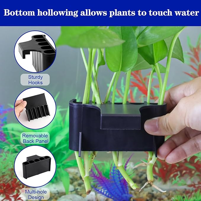 Aquarium Plant Holder，Plastic Fish Tank Plant Holder，Hanging Aquarium Planter Cup for Fish Tank Live Plants