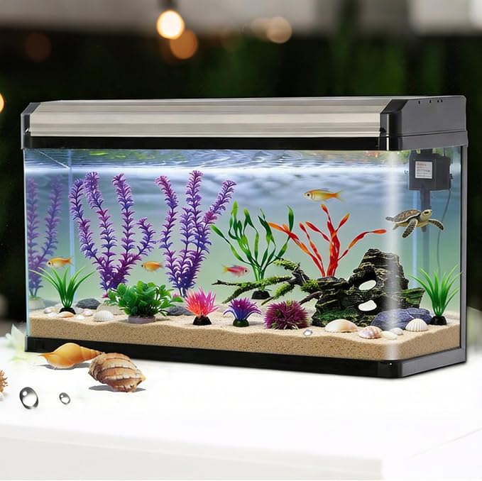 Fish Tank Artificial Plastic Plants Decorations Goldfish Betta Cave Rock Hideout Fish Bowl Ornaments Plants Colorful Vivid Aquarium Small Large Artificial Plants Seaweed Sets Aquarium Decor