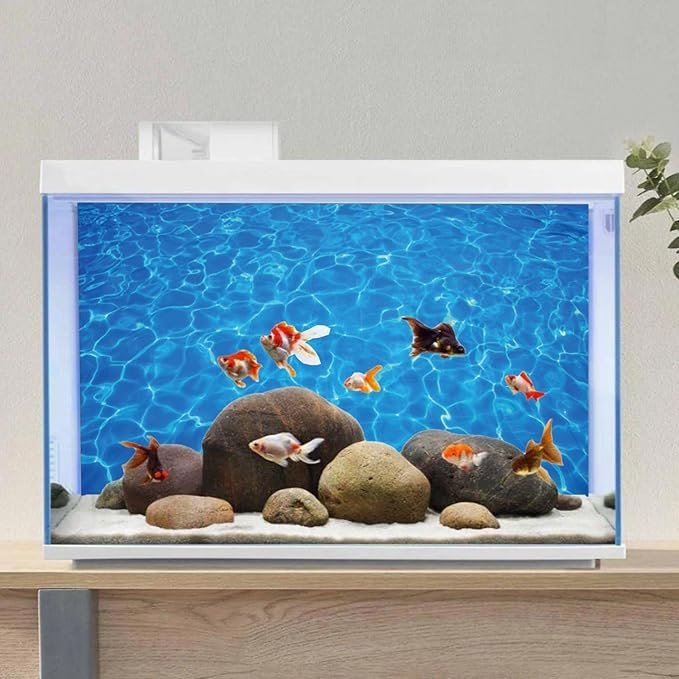 AWERT Vinyl 36x20 inches Underwater Aquarium Background Blue Ripped Water Fish Tank Background Swimming Pool Terrarium Background