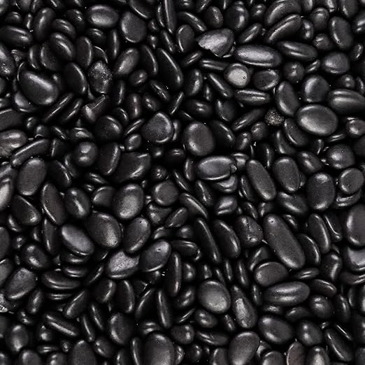 5lb River Rocks Polished Silica Gravel for Plants, Garden Decorative Pebbles Ideal for Fish Tank, Vases, Succulents, Crafting, Home Decor and Garden Landscaping, Polished Black