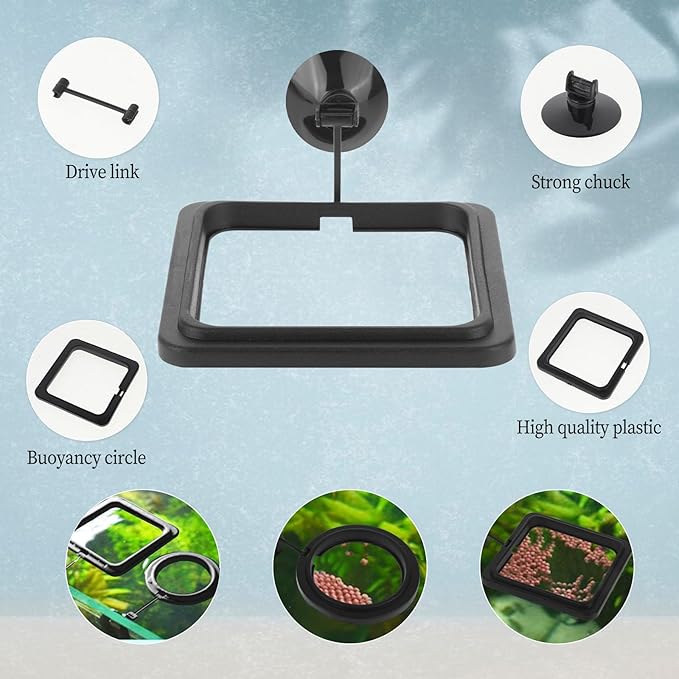 2 PCS Aquarium Feeding Ring, Fish Feeding Rings Automatic Fish Feeder with Suction Cup Betta Feedings Ring Practical Round Floating Food for Betta, Guppy, Goldfish
